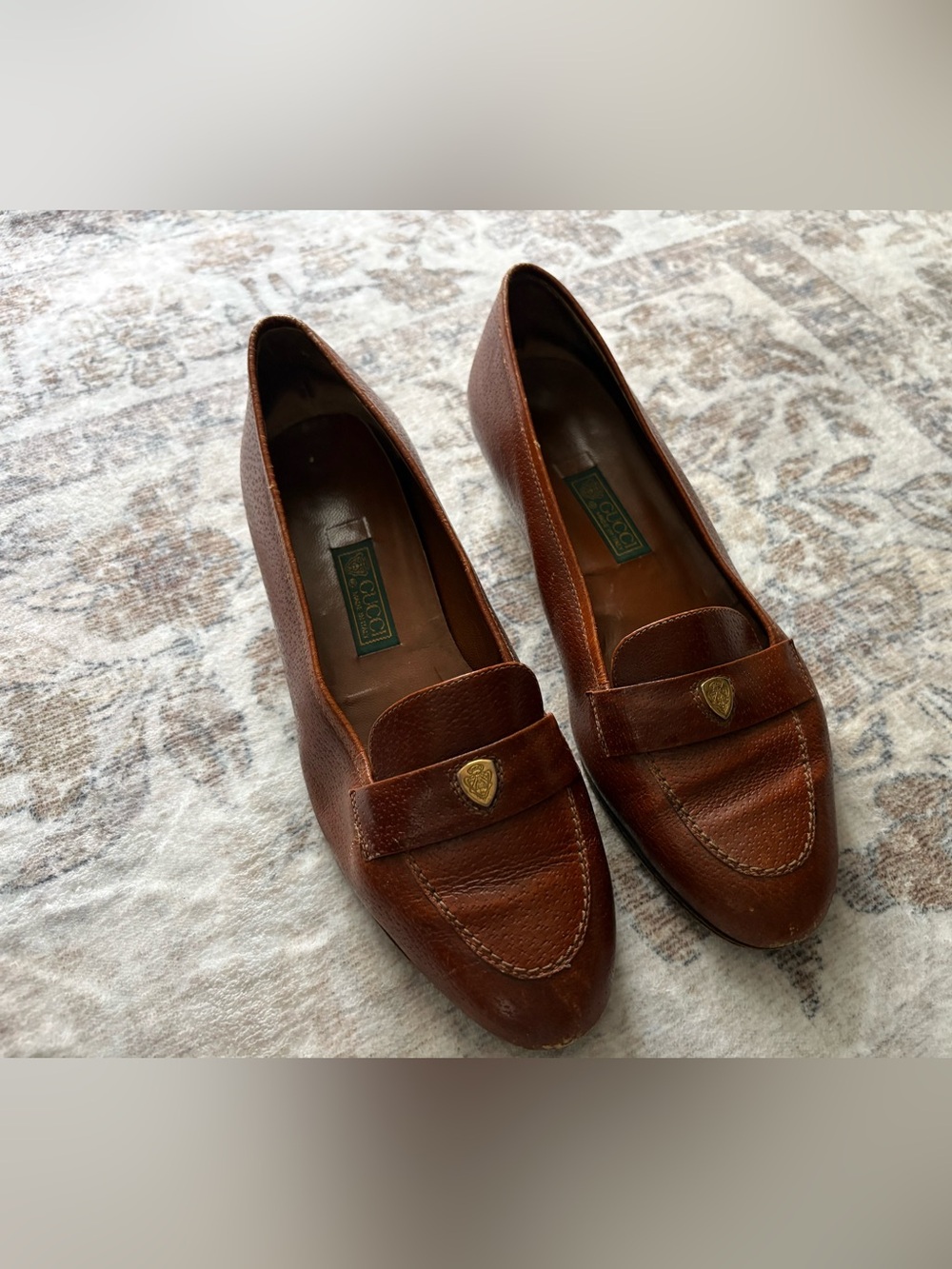 Vintage Gucci Italy Leather Slip On Loafers Brown Womens Size 37.5 VTG 7 7.5 8